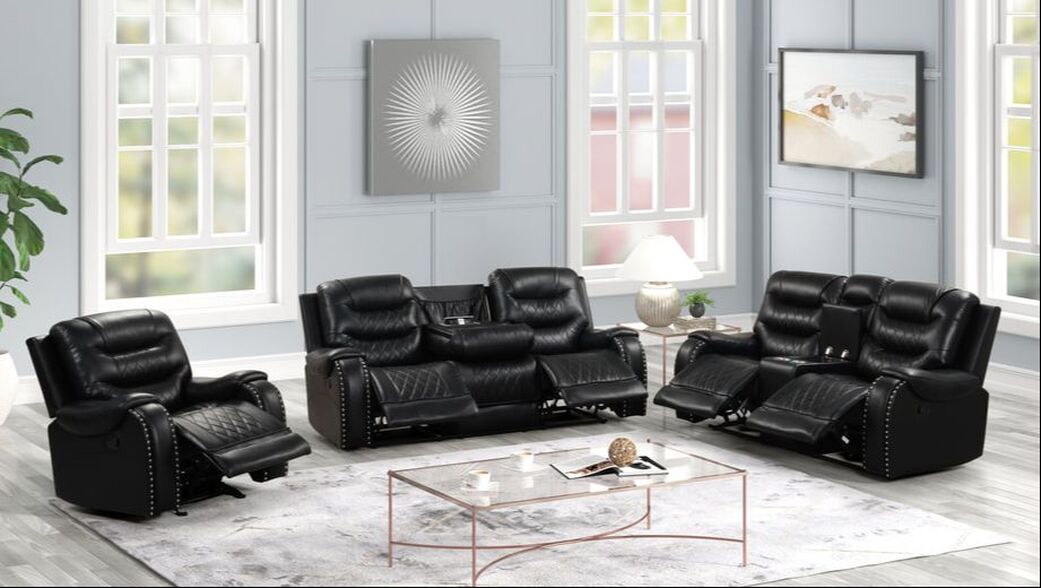Ashley2001 Black OVERSIZED 2PC Reclining Set (SOFA AND LOVESEAT ONLY) (HH)