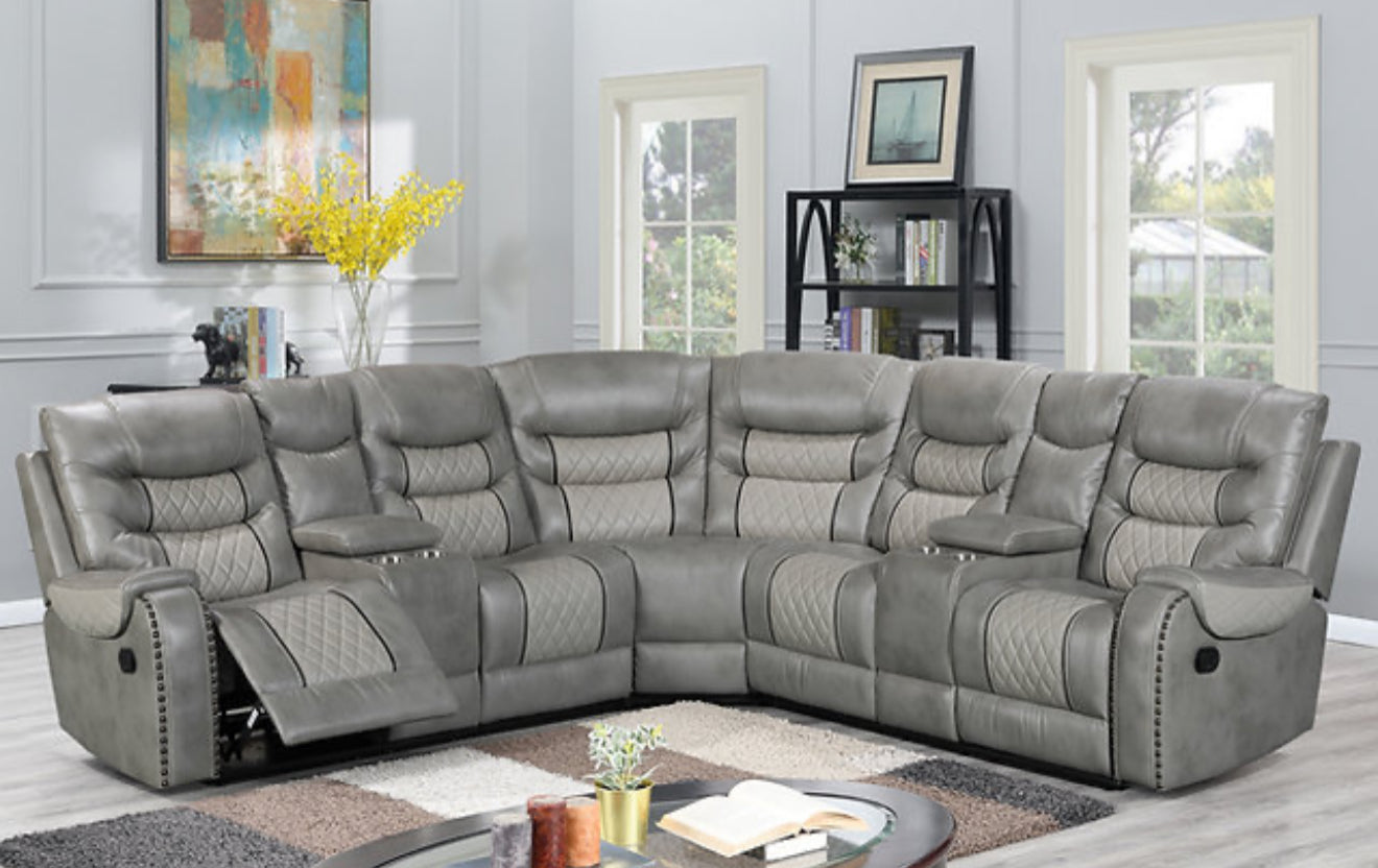 Phoenix II Grey Sectional Reclining (NE)
