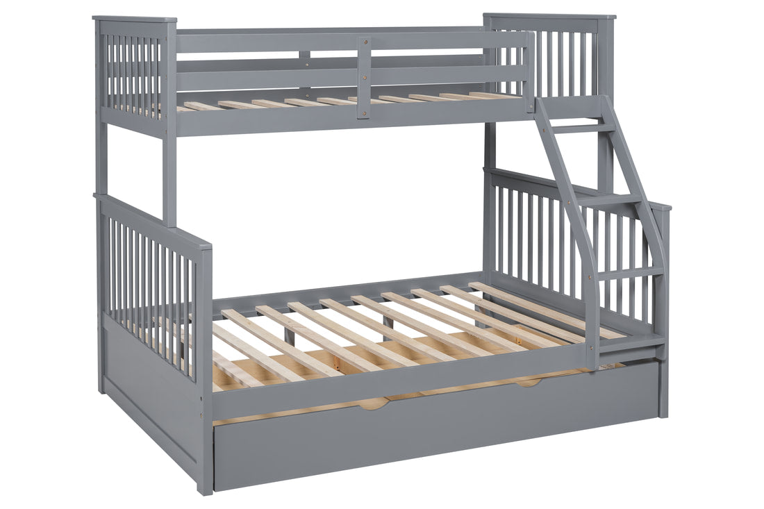 BB23 Twin/Full Bunk Bed w/Twin Trundle Gray (HH)