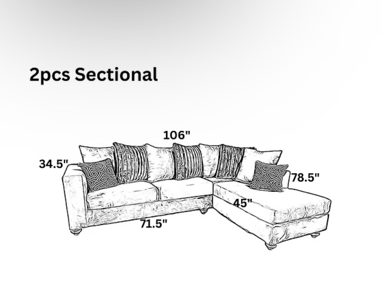 Zander Sectional (Grey) (NE)