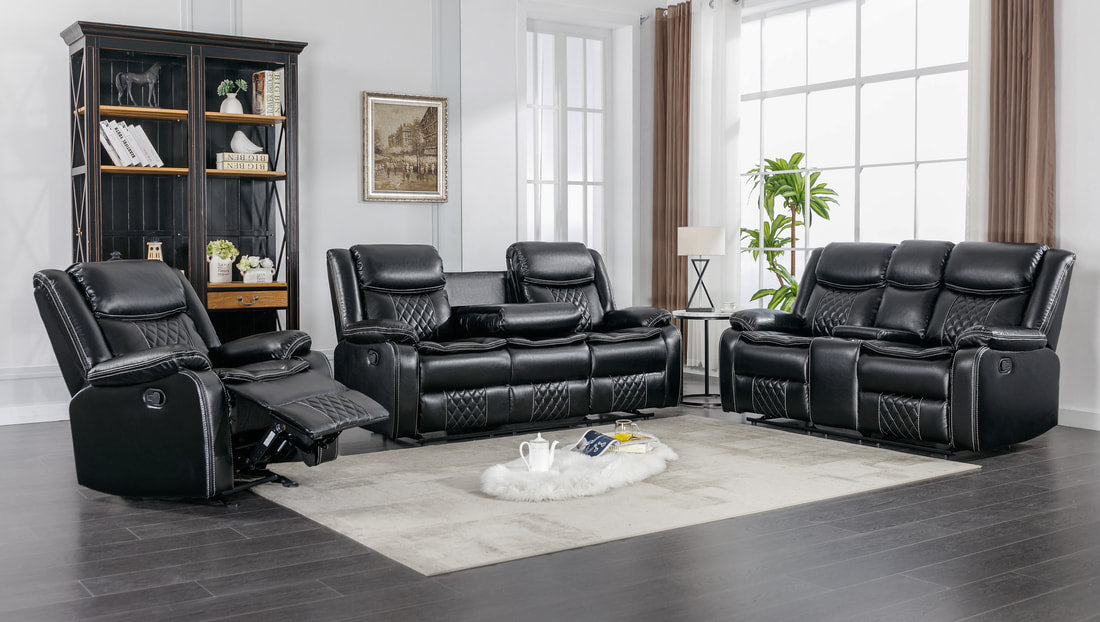 Weston Black - 3PC Reclining Living Room Set (HH)