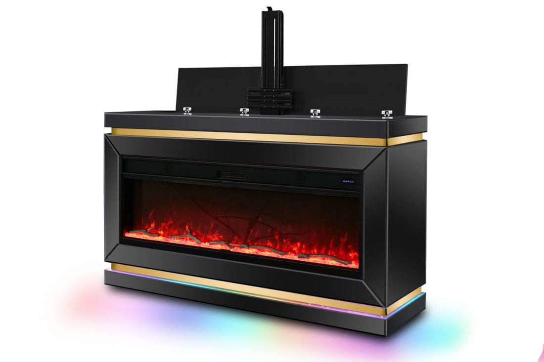 A93 TV STAND W/FIREPLACE (BLACK) (HH)