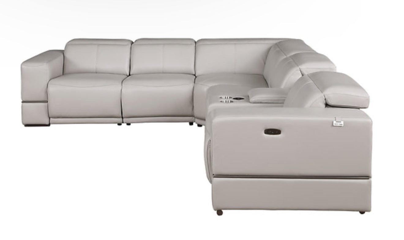 6PC Franco Sectional Reclining (LT.Grey 2 Power)(NE)