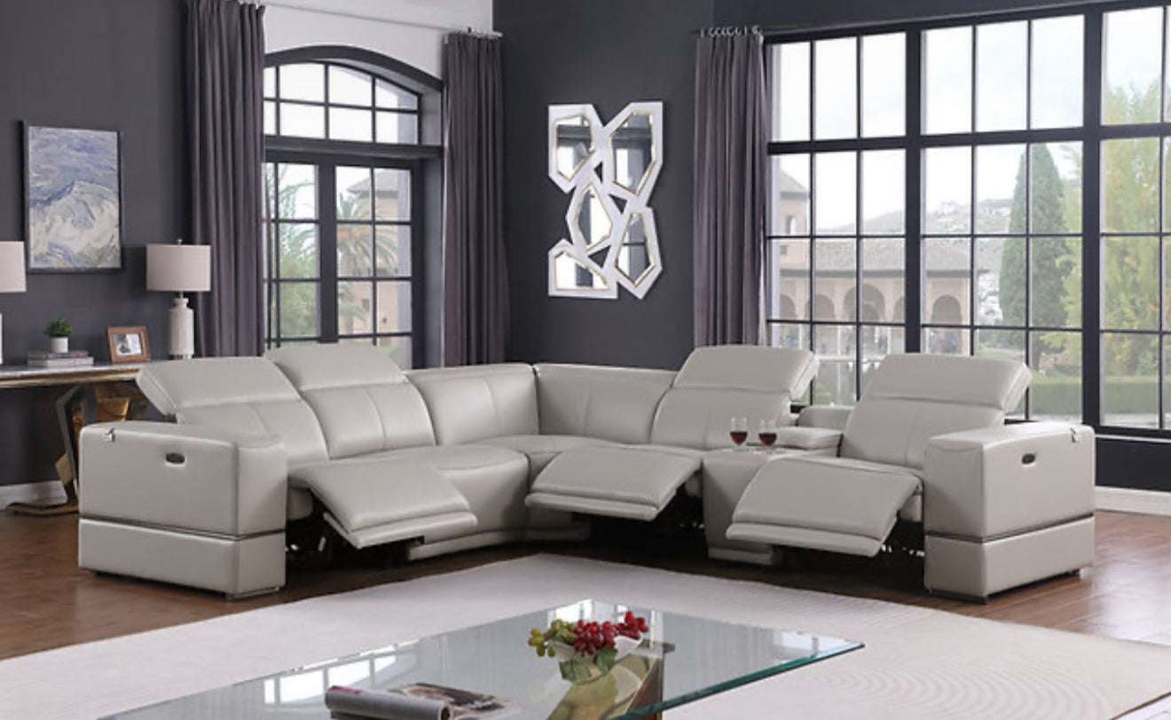 6PC Franco Sectional Reclining (LT.Grey 2 Power)(NE)