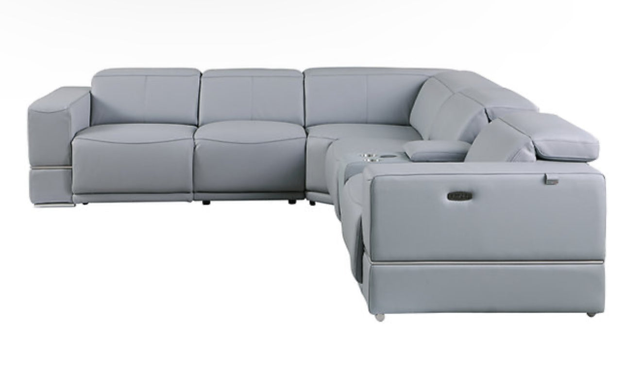 6pcs Franco Sectional Reclining (LT.Blue 2 Power)(NE)