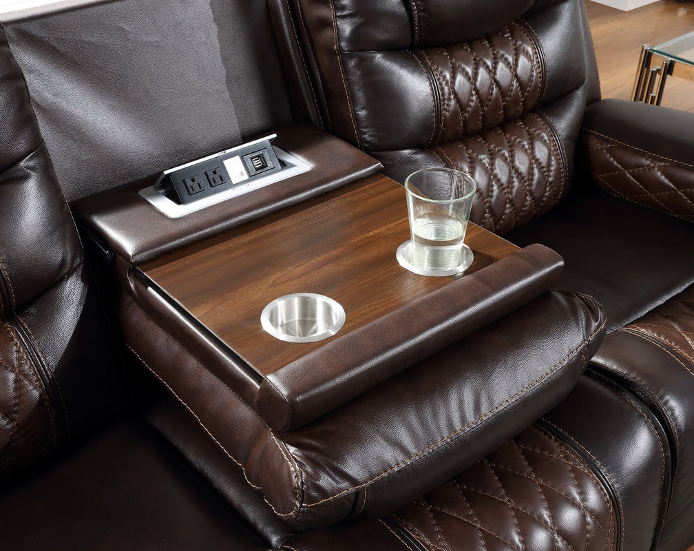 Harley Power Brown - TOP GRAIN LEATHER Reclining Set (HH)
