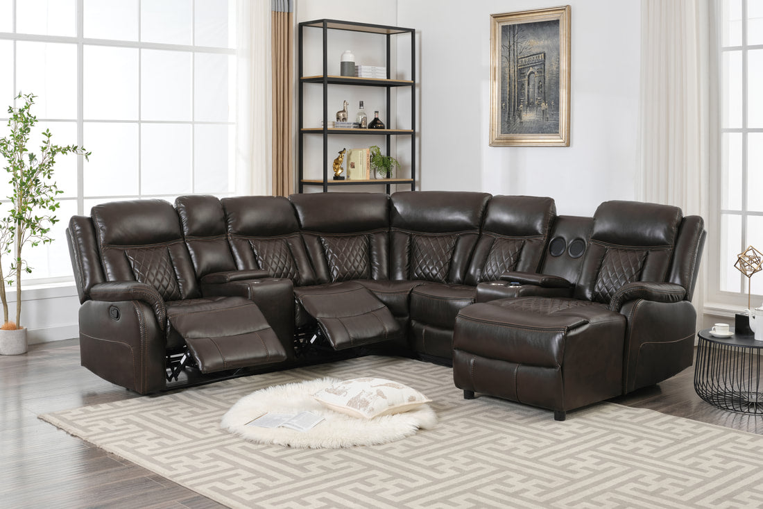 Champion Brown Reclining Sectional (HH)