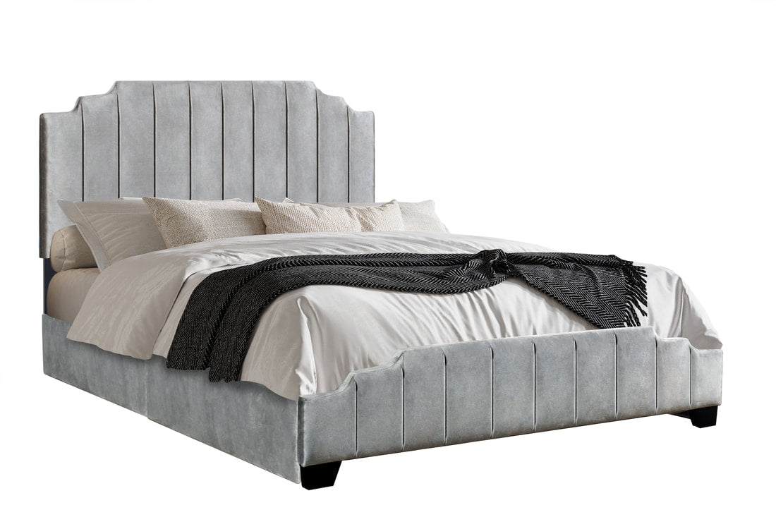 HH970 Gray Platform Bed - Full, Queen, King (HH)