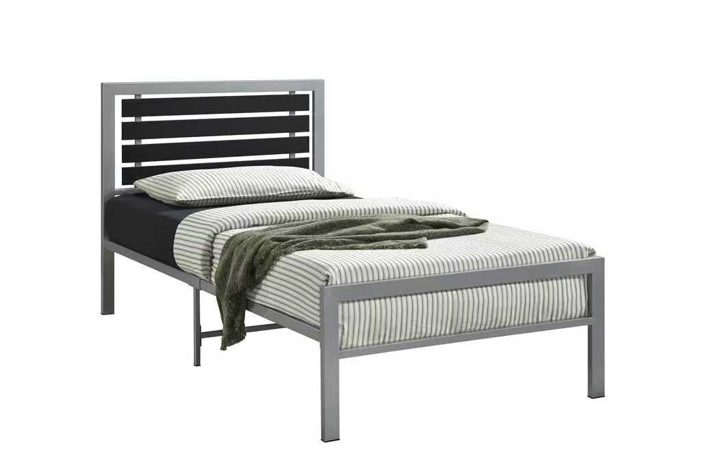 Silver Metal Platform Bed (HH)