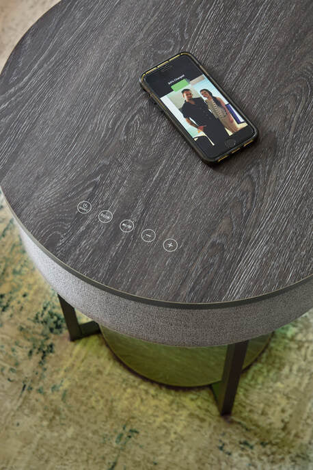 A4000641 - Accent Table w/Speaker, Wireless Charger, Lights (HH)