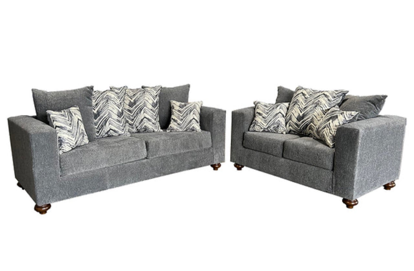 Zander Sofa and Loveseat (Grey) (NE)