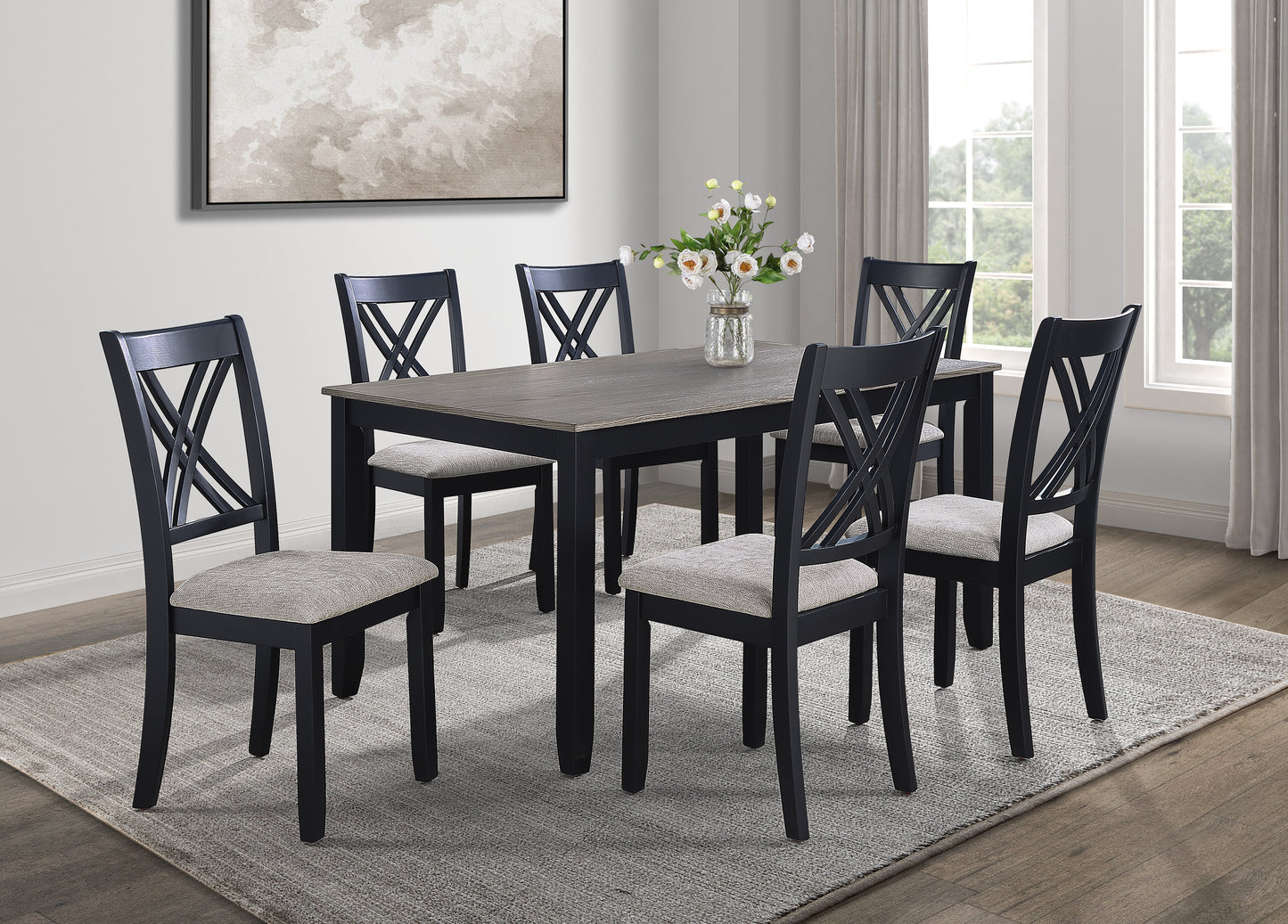 ELOISE 7-PC DINETTE SET LIGHT GREY (CM)