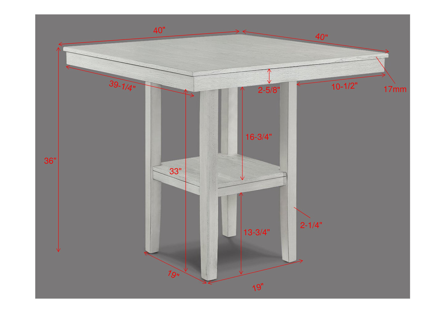 LESTER 5-PK COUNTER HEIGHT TABLE DRIFTWOOD (CM)