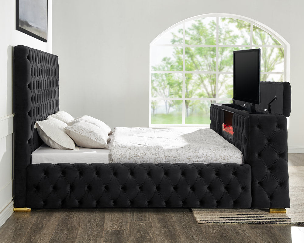 Future Black Platform Bed - Queen, King (HH)