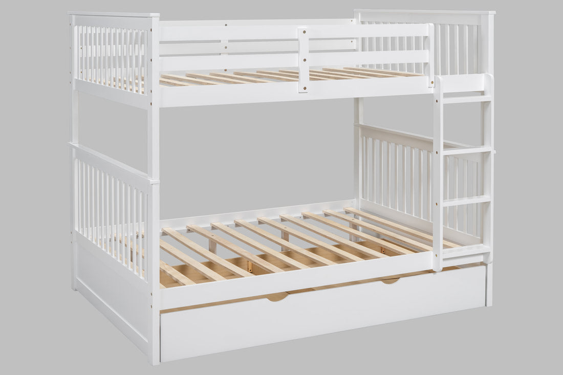 BB31 Full/Full Bunk Bed w/Twin Trundle White (HH)