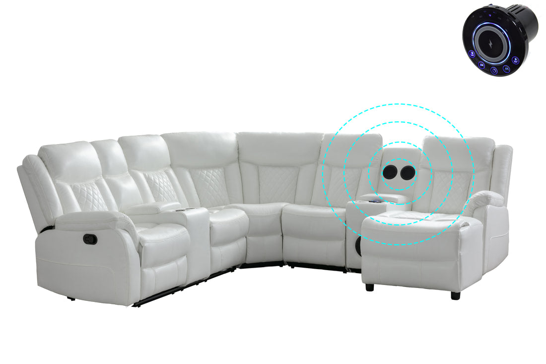 Champion White Reclining Sectional (HH)