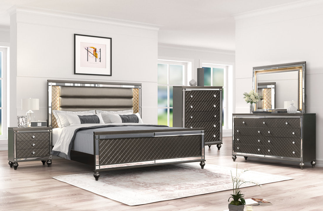 Stars Charcoal - 5PC Bedroom Set Queen, King (HH)