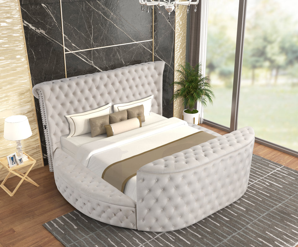 Patron Beige Platform Bed - Queen, King (HH)