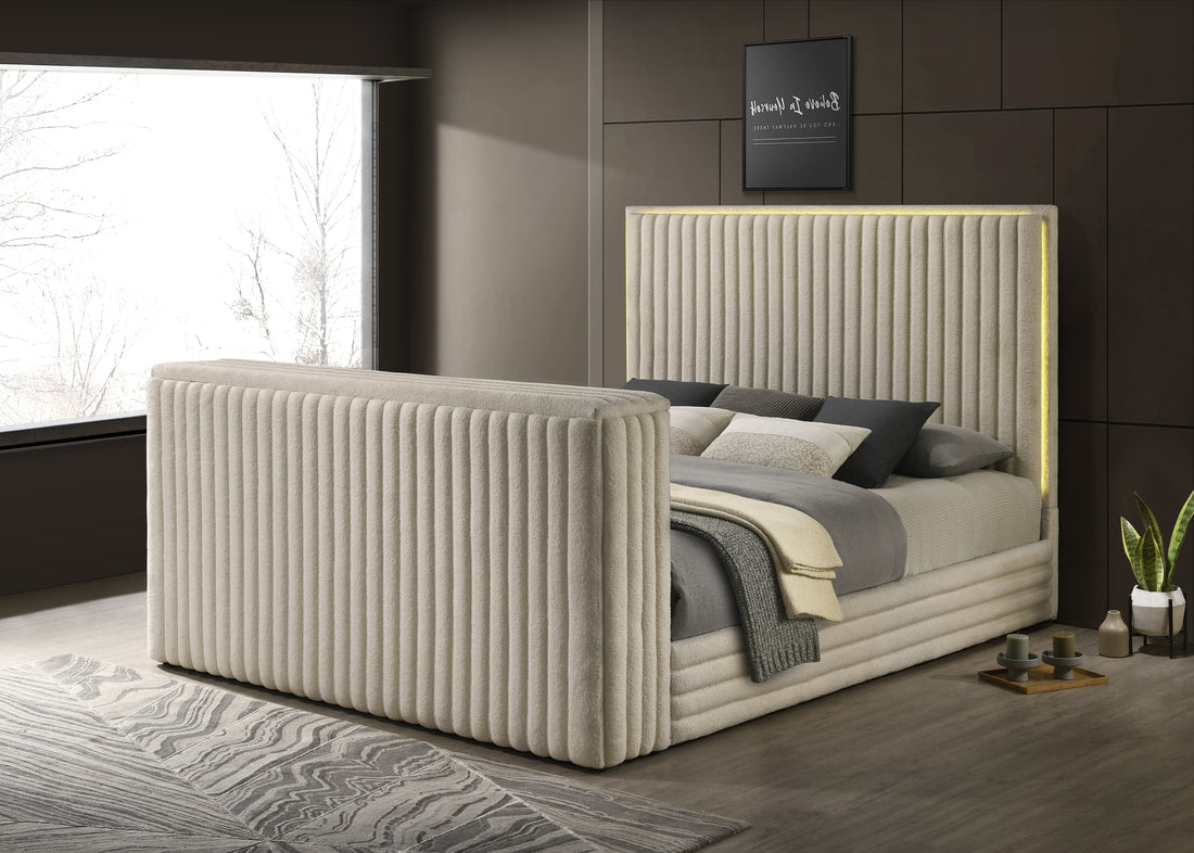 Villa White Platform Bed - Queen, King (HH)