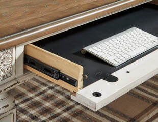 H743-34 - Office Desk (USB/AC POWER) (White/Brown) (HH)