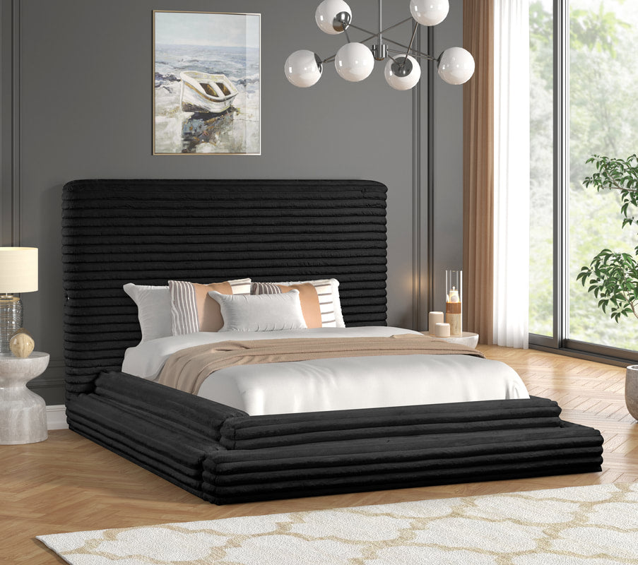 Mariah Black Platform Bed - Queen, King (HH)