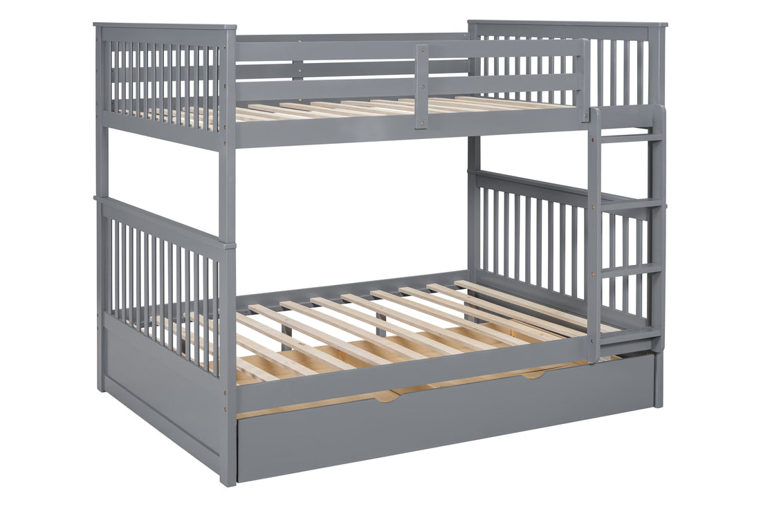 BB33 Full/Full Bunk Bed w/Twin Trundle Gray (HH)