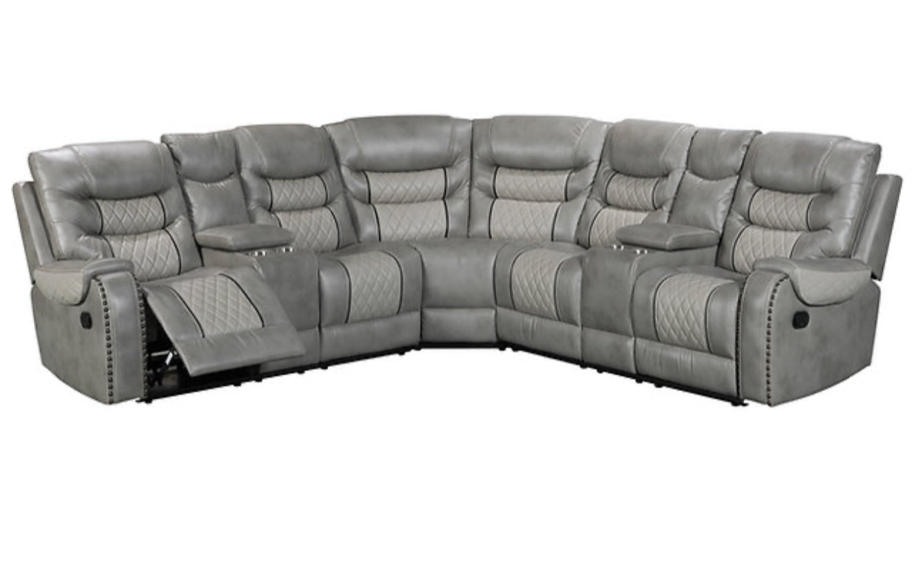 Phoenix II Grey Sectional Reclining (NE)