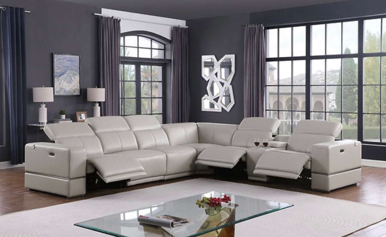 7PC Franco Sectional Reclining (LT.Grey 2 Power)(NE)