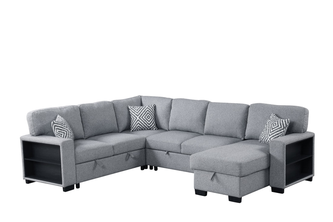 Atlantic Gray Sectional With Pull-Out Bed (HH)