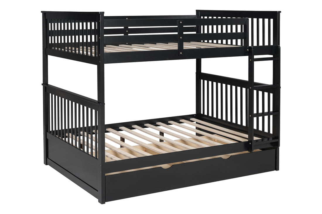 BB32 Full/Full Bunk Bed w/Twin Trundle Black (HH)