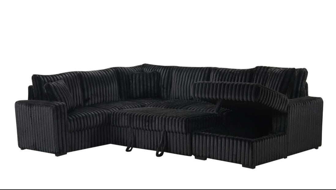 Sonic Black Sectional With Pull-Out Bed (HH)