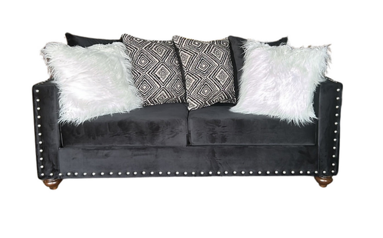 Black Sofa and Loveseat (Black) (NE)