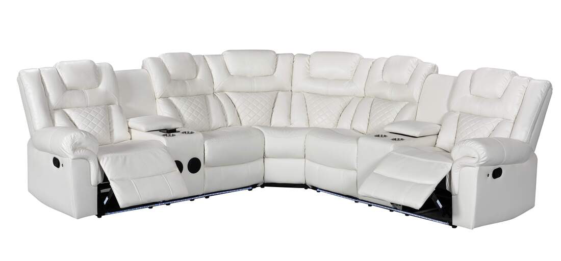 Alexa2023 White Reclining Sectional (HH)