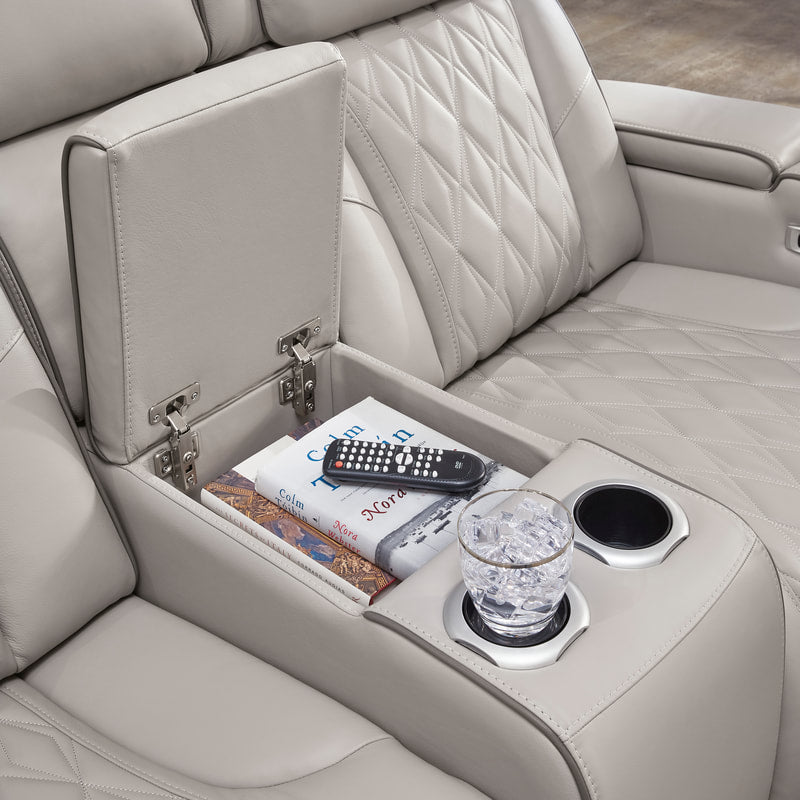 Power 2PC Reclining Set Gray (Genuine Leather + Air Massage)