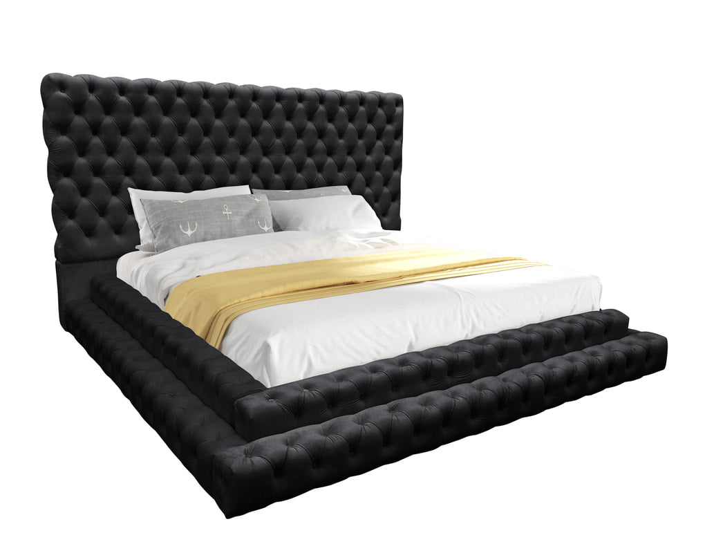 KIKI Black Platform Bed - Queen, King (HH)