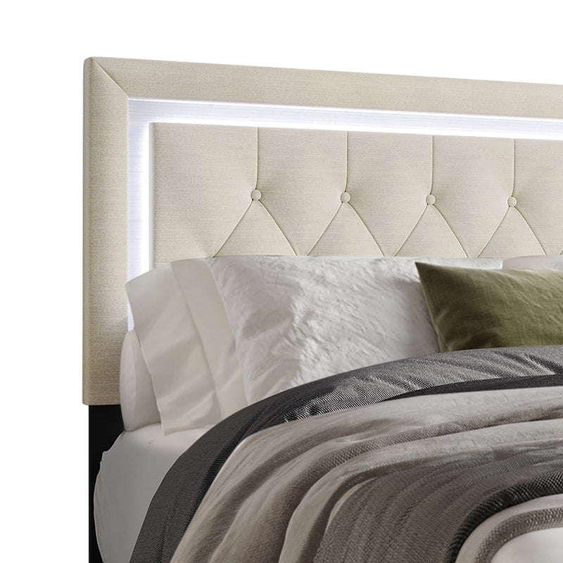 HH260 Beige Platform Bed - Twin, Full, Queen, King (HH)