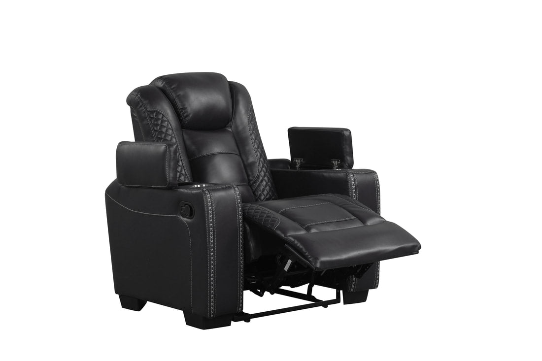 STEFANO20 Black 3PC Reclining Set
