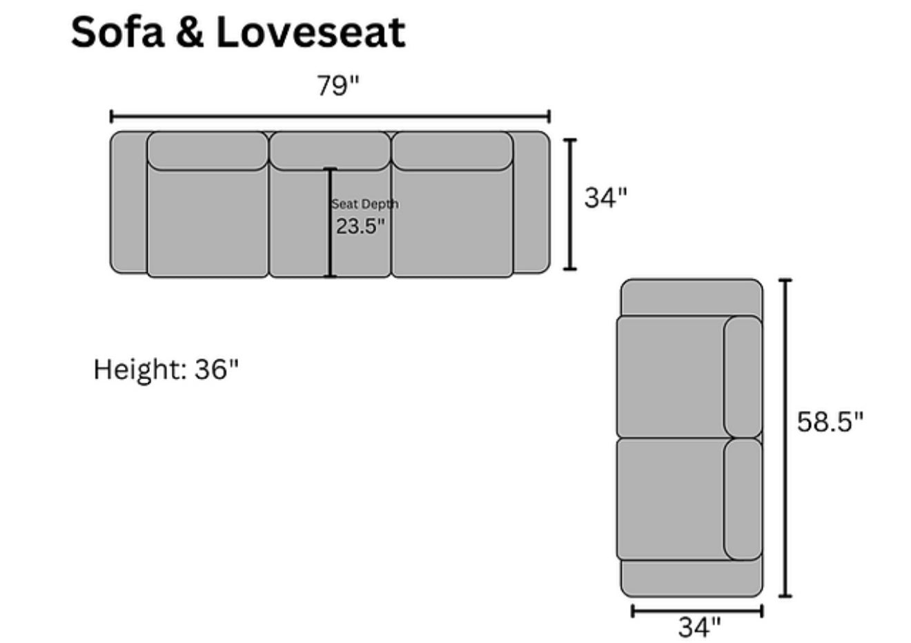 Black Sofa and Loveseat (Black) (NE)