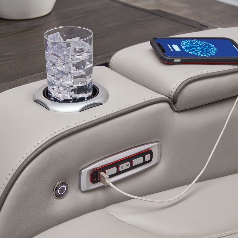 Power 2PC Reclining Set Gray (Genuine Leather + Air Massage)
