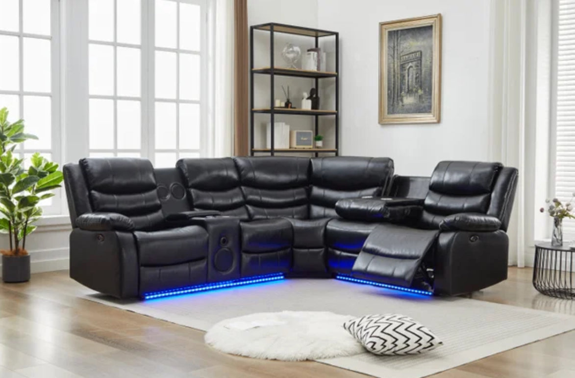 Texan Power Reclining Sectional (w/ Bluetooth Speakers) (HH)