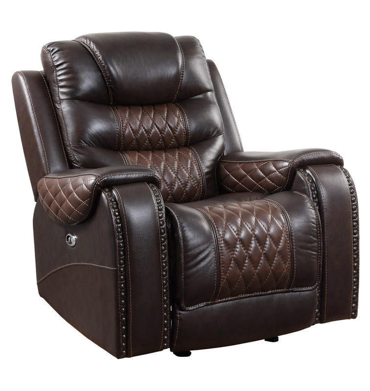 Harley Power Brown - TOP GRAIN LEATHER Reclining Set (HH)
