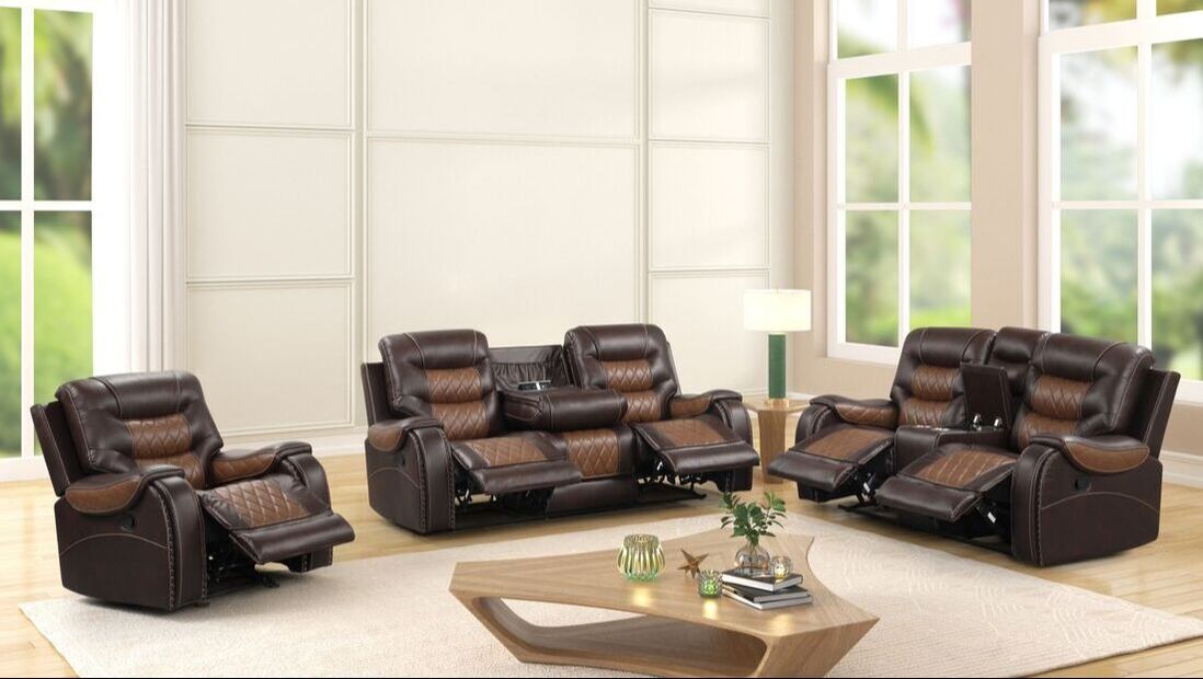 Ashley1001 2Tone Brown OVERSIZED 3PC Reclining Set (HH)