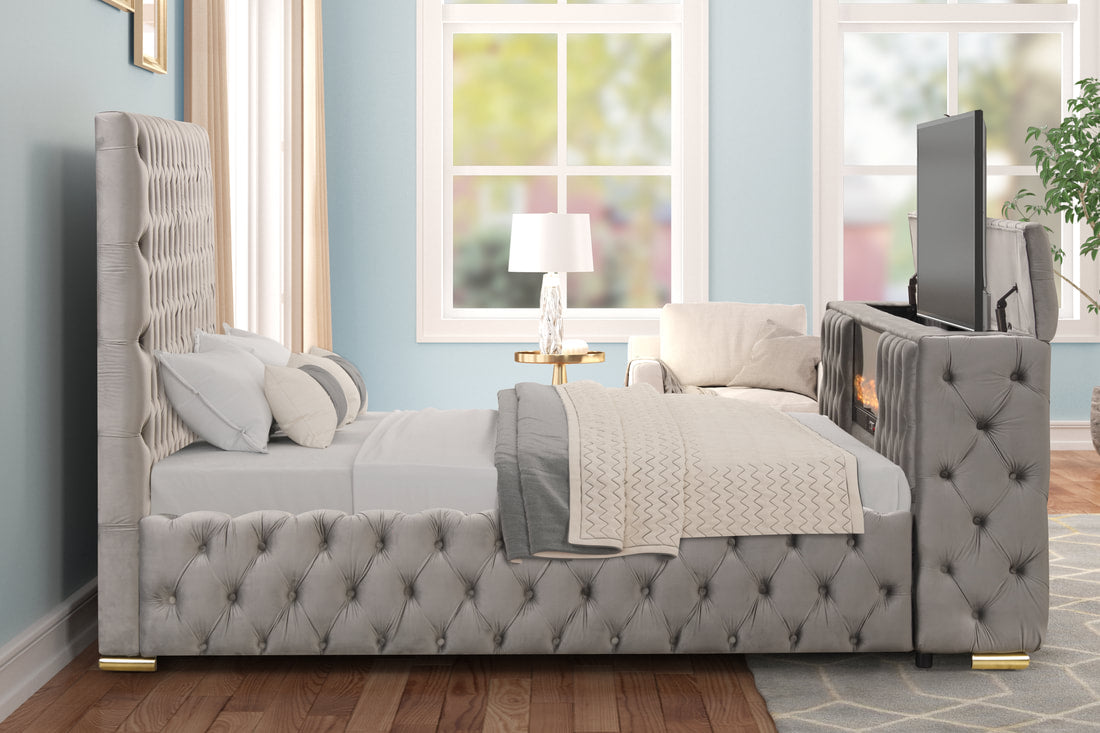 Future Gray Platform Bed - Queen, King (HH)