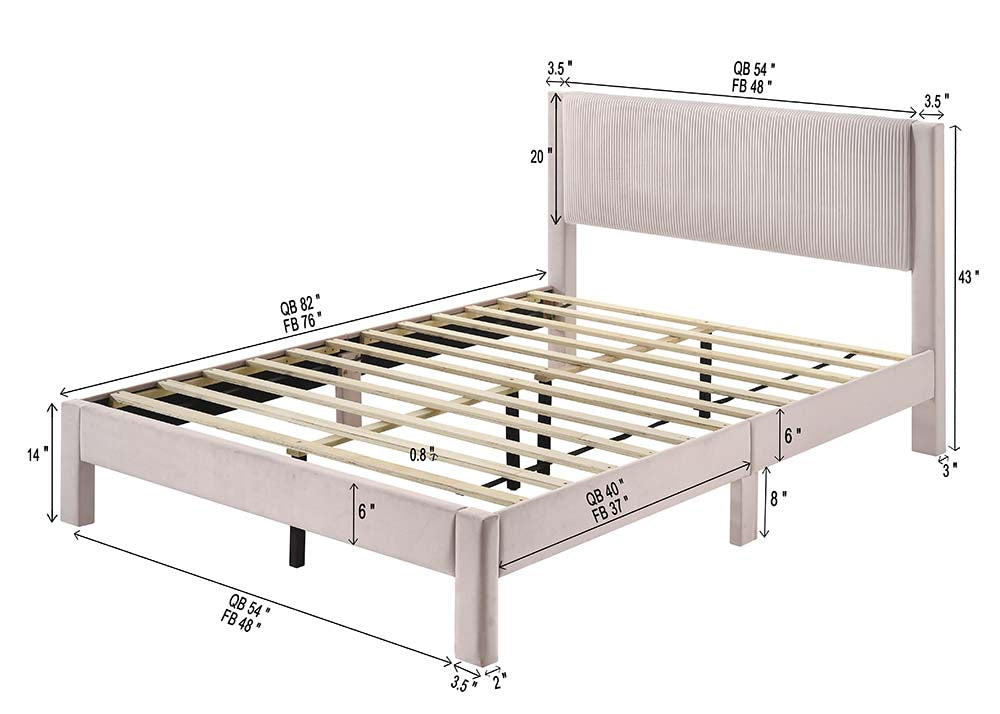 LUCIA FULL PLATFORM BED PINK (CM)