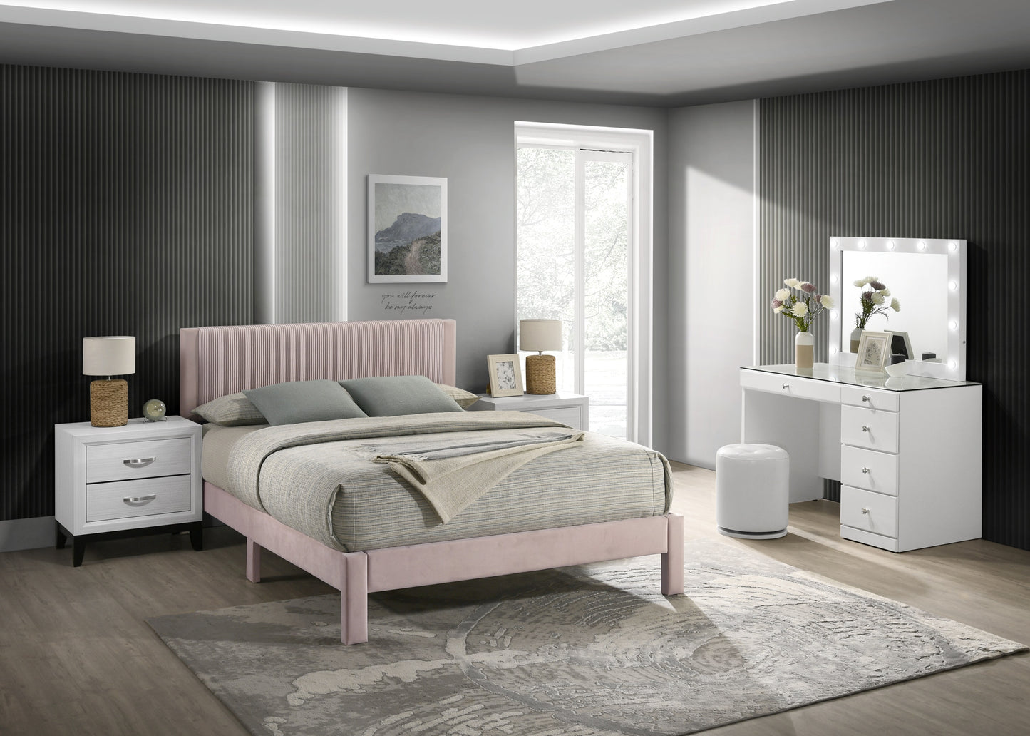 LUCIA FULL PLATFORM BED PINK (CM)