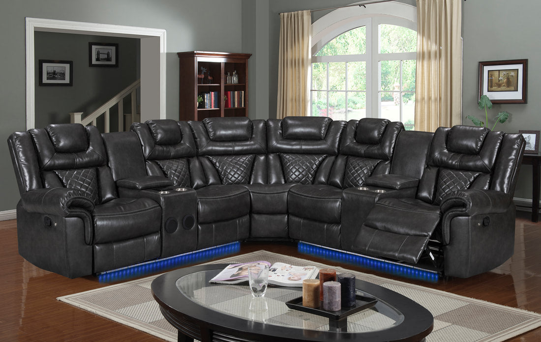 Alexa2023 Grey Reclining Sectional (HH)