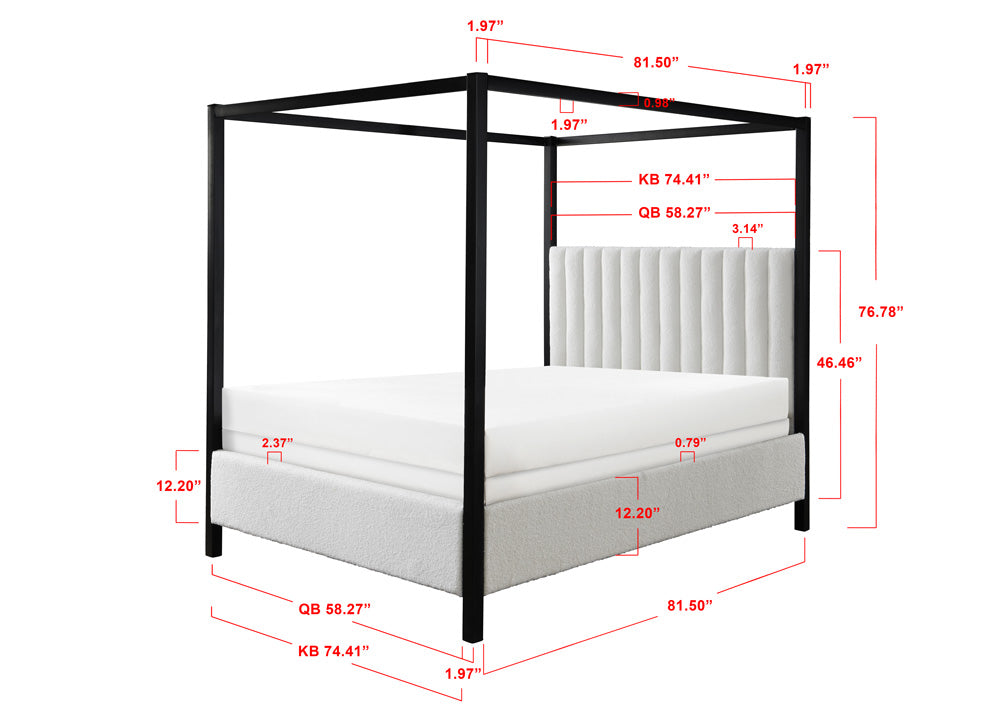 ADALYN KING BOUCLE FOOTBOARD WHITE (CM)