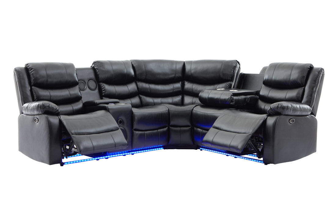 Texan Power Reclining Sectional (w/ Bluetooth Speakers) (HH)