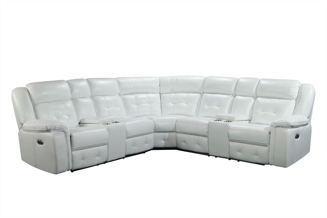 Amazon2024 White Power LED Reclining Sectional (HH)
