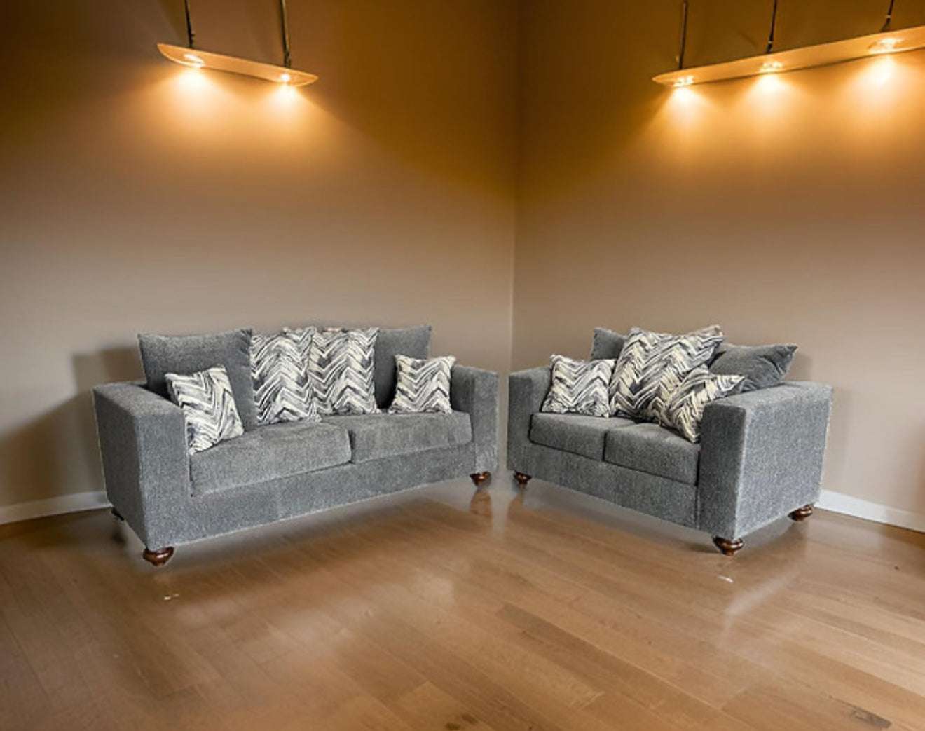 Zander Sofa and Loveseat (Grey) (NE)